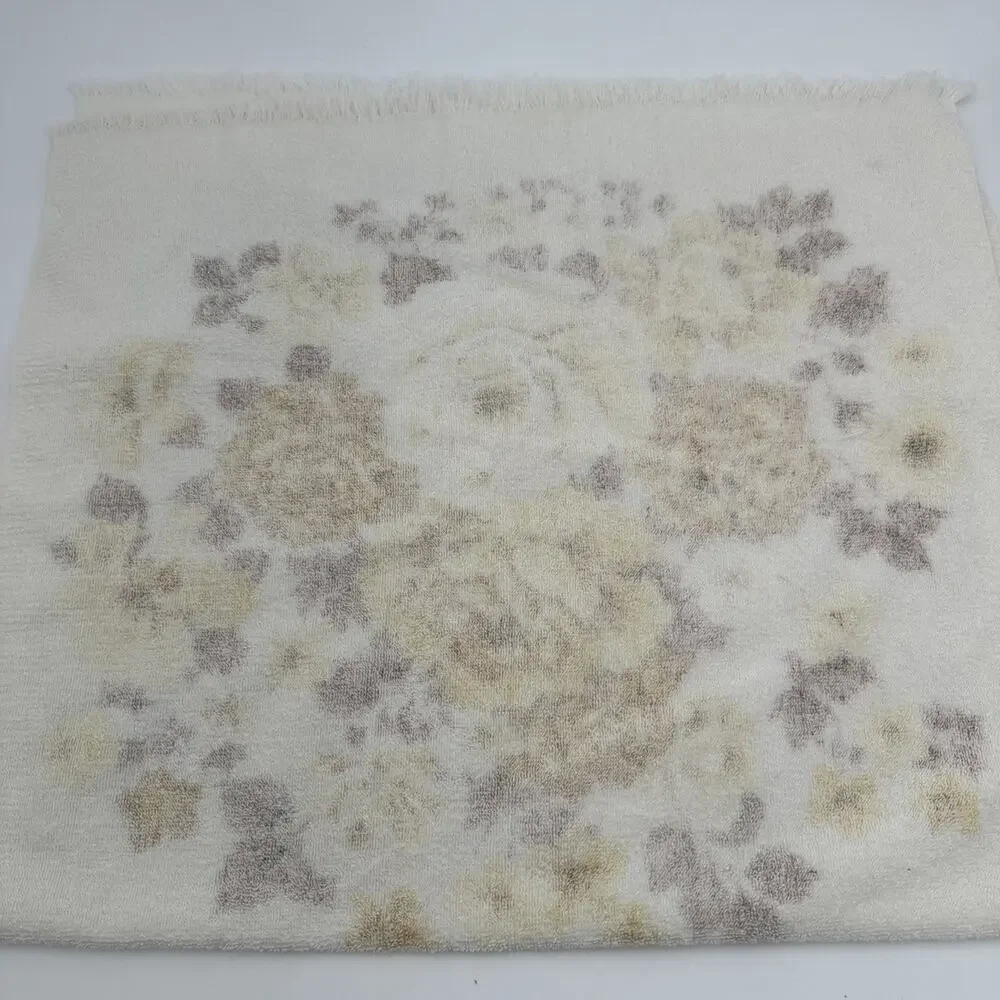 Vintage Happy Home Yellow Floral Bath Towel With Fringe